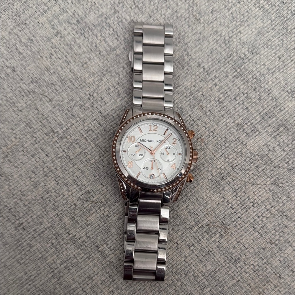 Michael Kors Silver and Rose Gold Watch